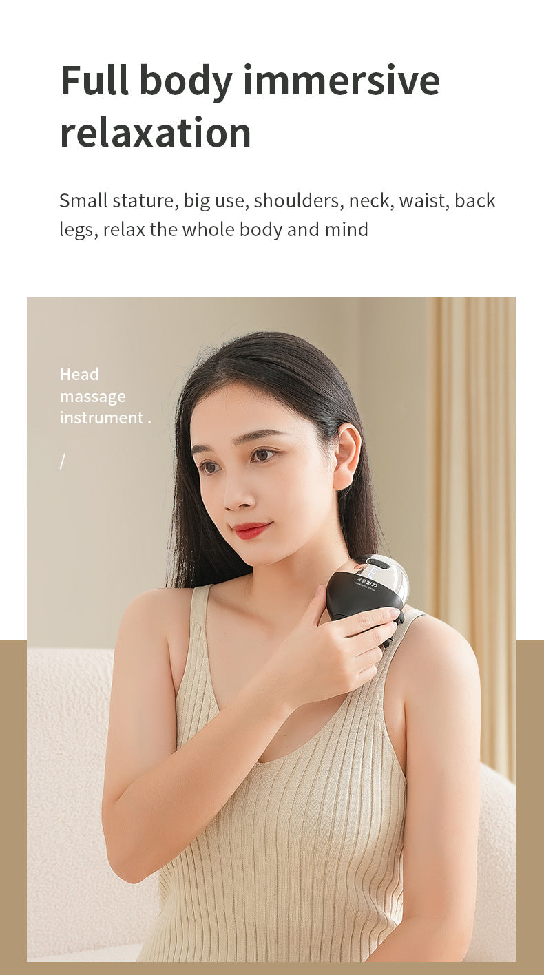 Intelligent 3D Electric Head & Scalp Massager - 7 Massage Techniques, IPX7 Waterproof, Rechargeable(Yellow) - Image 9