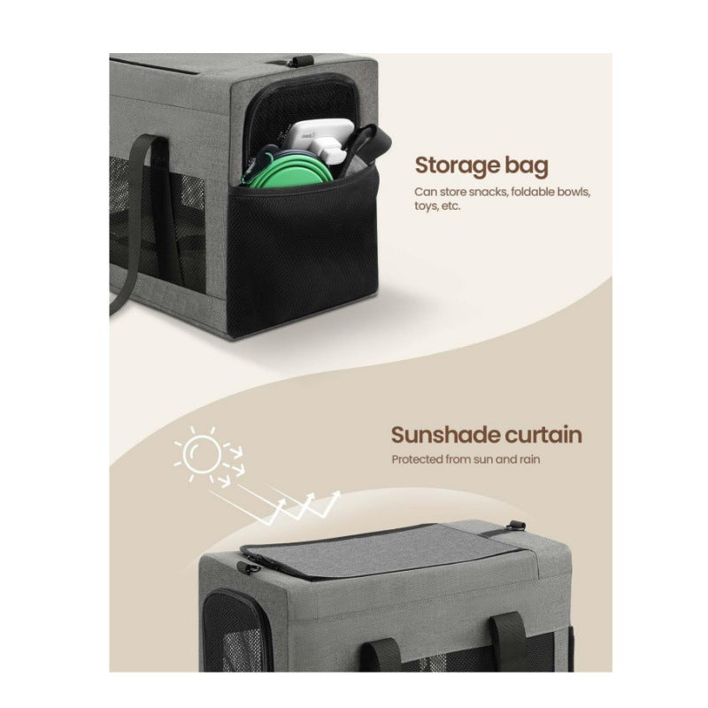 Sturdy & Breathable Pet Carrier for Small Cats & Dogs - Collapsible Travel Bag with Steel Frame, Safety Locks & Sunshade(green) - Image 8