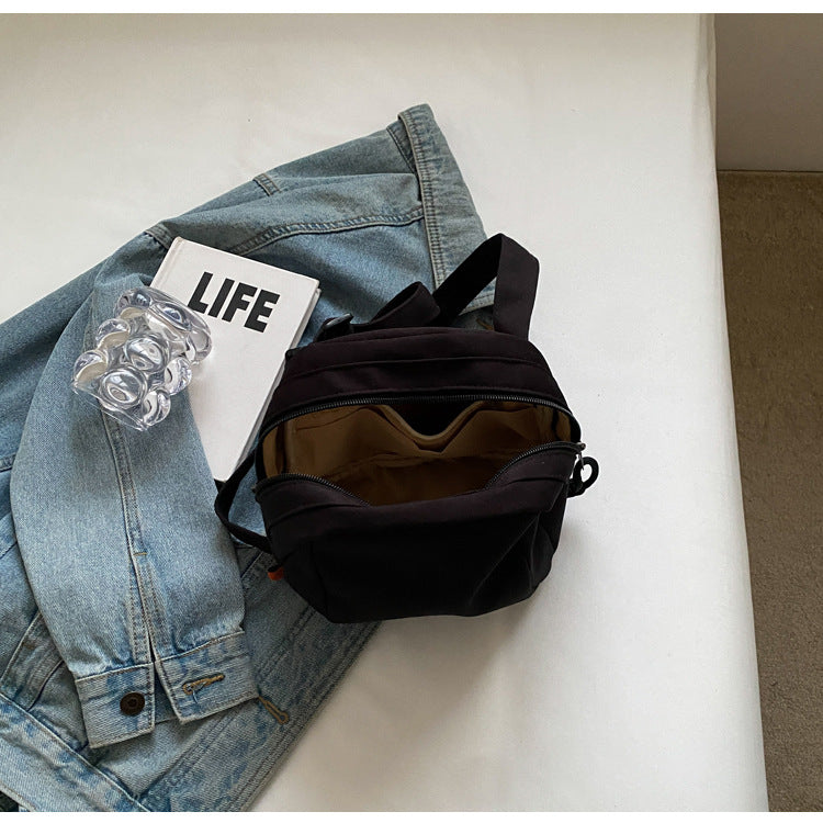 Black Lightweight Canvas Crossbody Bag - Minimalist Casual Shoulder Satchel with Adjustable Strap - Image 7