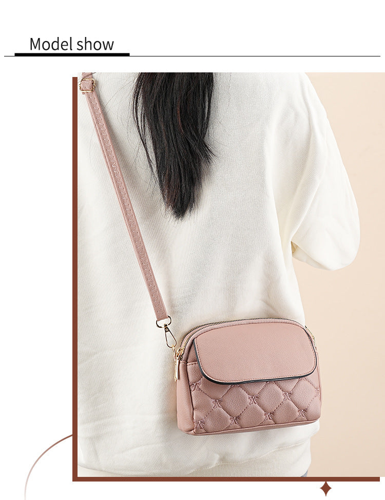 Pink Chic Quilted Crossbody Bag - Multi-Compartment PU Leather Shoulder Purse - Image 9