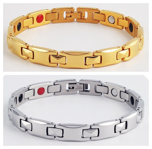 Gold Men's Titanium Steel Magnetic Bracelet with Negative Ions and Germanium Elements - Image 4