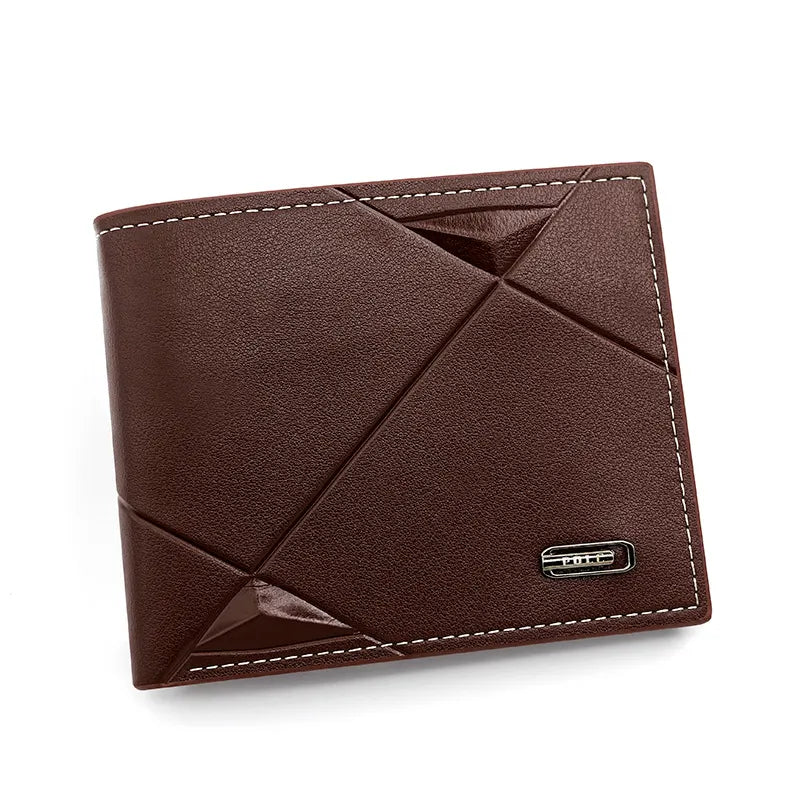 Brown Men's PU Leather Bifold Wallet - Slim Short Design with Zipper Coin Pocket - Multi Card Slots and ID Window for Everyday Use