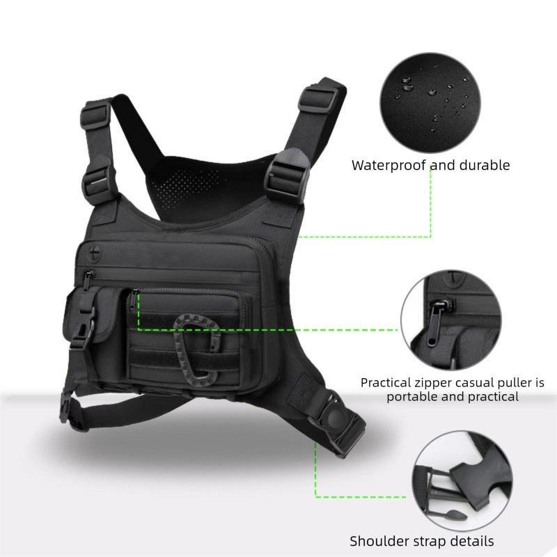 Black Outdoor Tactical Chest Pack – Lightweight Running & Hiking Vest for Men (27×17×5cm) - Image 8
