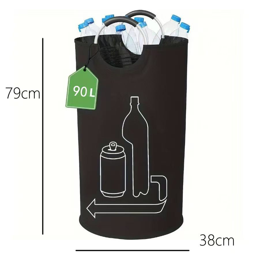 Black Portable Oxford Fabric Collapsible Laundry Basket – Waterproof, Multi-Use Storage Bin for Bottles, Clothes & More - Image 2