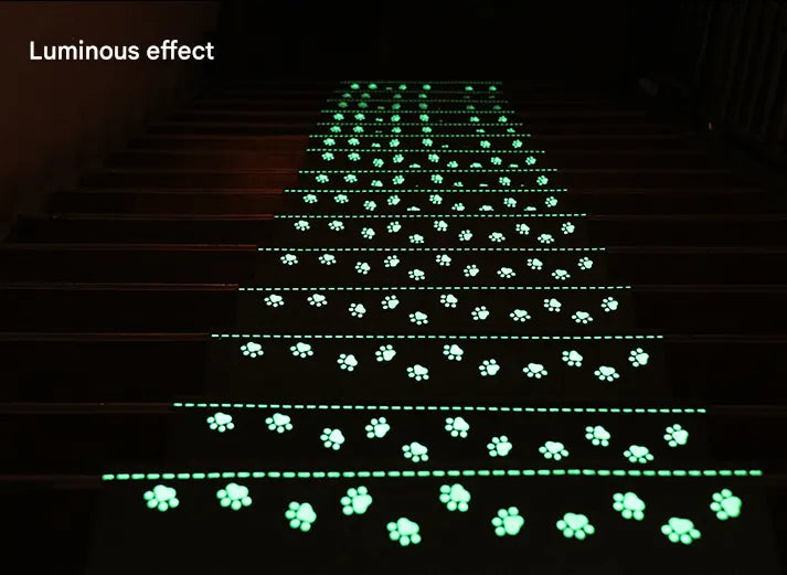 3-Pack Beige Non-Slip Luminous Stair Treads - Self-Adhesive Pet Paw Print Stair Mats 55x22x4.5cm - Image 3