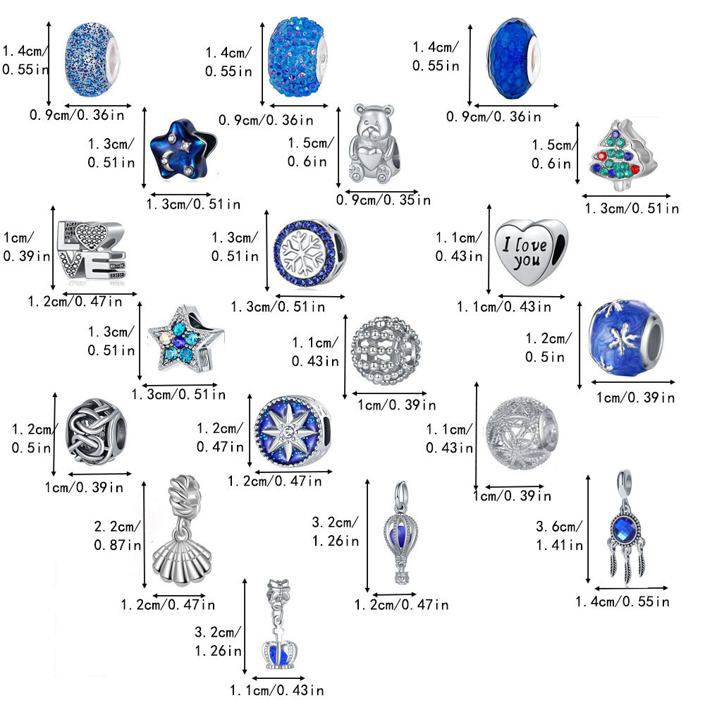 Christmas Advent Calendar DIY Charm Bracelet Kit - 24 Days of Surprise Jewelry (Blue Starry Night Theme) - Image 2