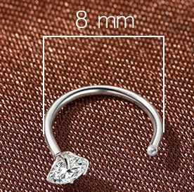 8mm (4-Pair Set) Minimalist C-Shaped Hoop Earrings with CZ Studs - S999 Sterling Silver - Image 4