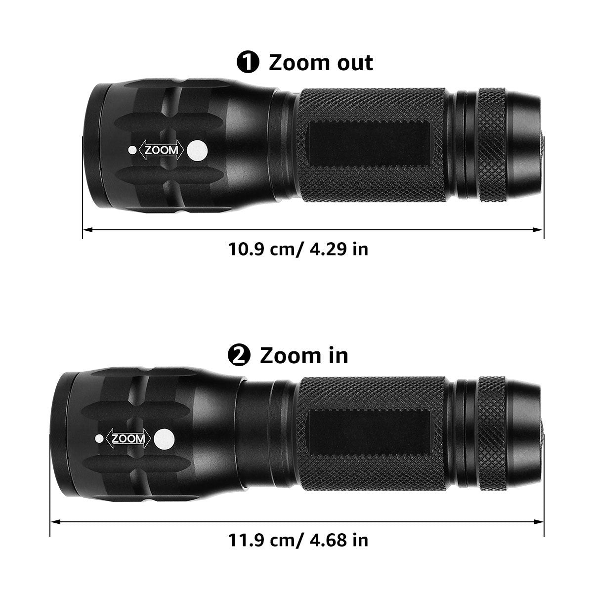 Compact Tactical LED Flashlight - Super Bright 160LM with Adjustable Zoom & Anti-Slip Grip - Image 6