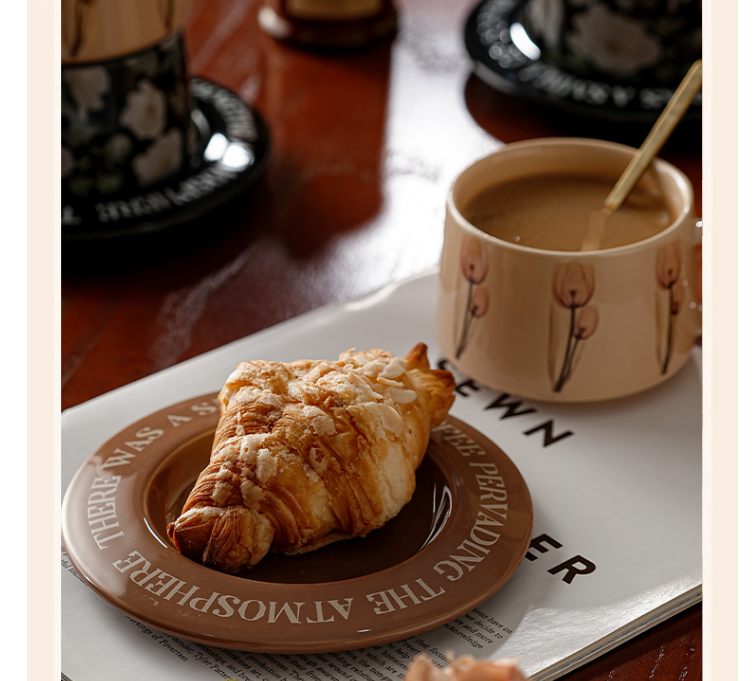 Brown Tulip Elegant Ceramic Coffee Cup & Saucer Set - Couples Gift Box, Premium Wedding & Bridesmaid Favor, High-End Exquisite Design - Image 4