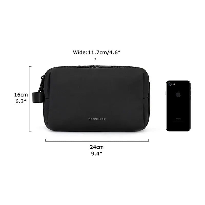 Black Large Capacity Travel Toiletry Bag - Splash-Proof Organizer for Men's Business Trips & Swimming (24x11.7x16 cm) - Image 5