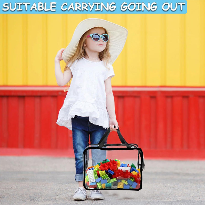 6 Pack Clear PVC Toy Storage Bags Waterproof Zippered Organizer for Puzzles and Blocks Multi Purpose Travel Toiletry Tote Ideal for Australian Families - Image 3