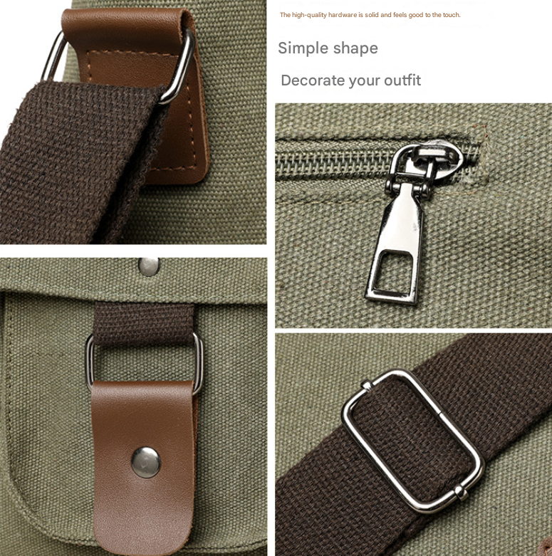 Dark Kahaki Vintage Canvas Messenger Bag Men Crossbody Satchel Durable Shoulder Bag for Work and Travel Multi Pocket Casual Daypack - Image 4