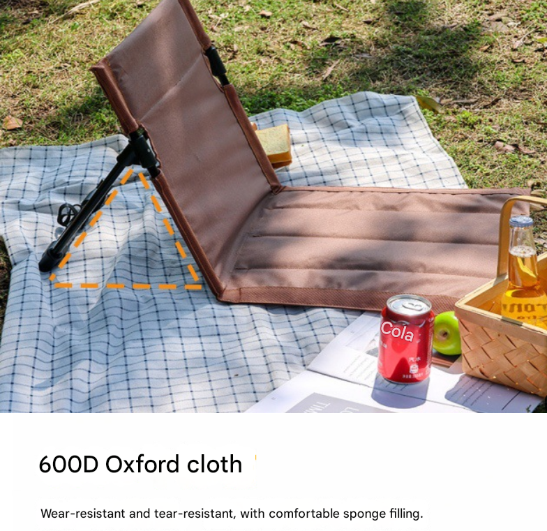 Army Green Portable Outdoor Ground Chair with Back Support Folding Beach Mat Seat Lightweight Aluminium Frame for Camping Festivals and Picnics - Image 5