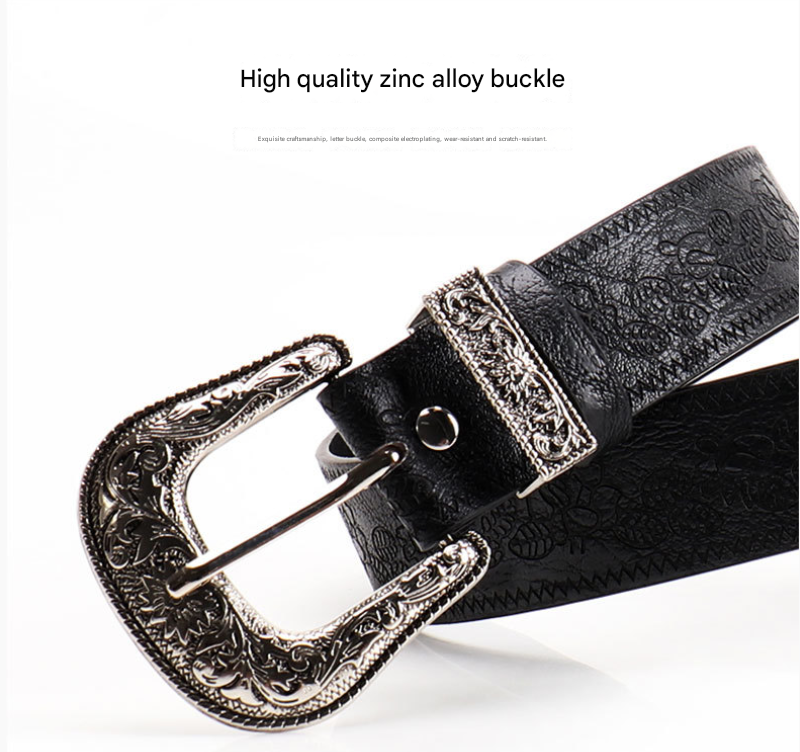 Brown Women's Western Style Embossed Belt 2 Pack Vintage PU Leather Waistband with Antique Silver Buckle for Jeans and Dresses Y2K Fashion - Image 3