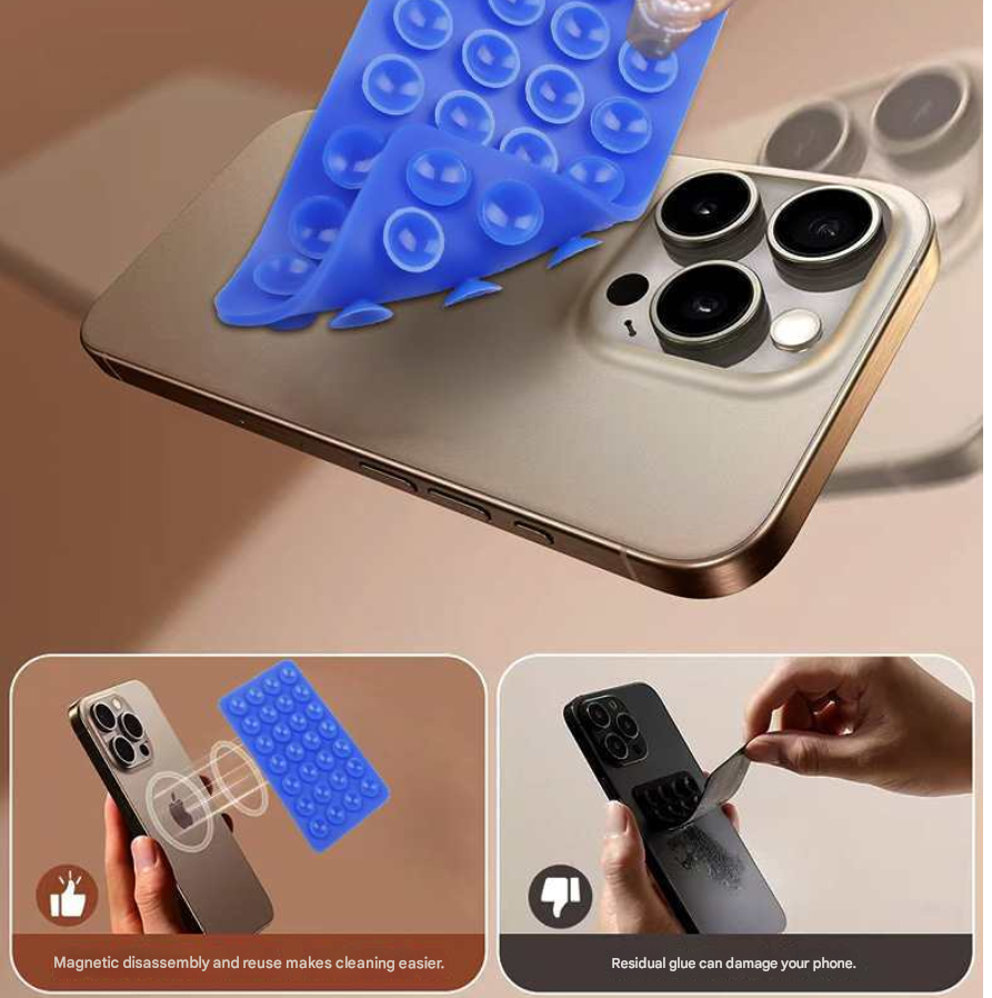 Lake Green 10 Pack Rectangular Silicone Suction Phone Mount Holder - 28 Cup Adhesive Sticky Pad for Hands-Free Selfies & Videos - Universal Grip for Mirrors & Glass - Image 3