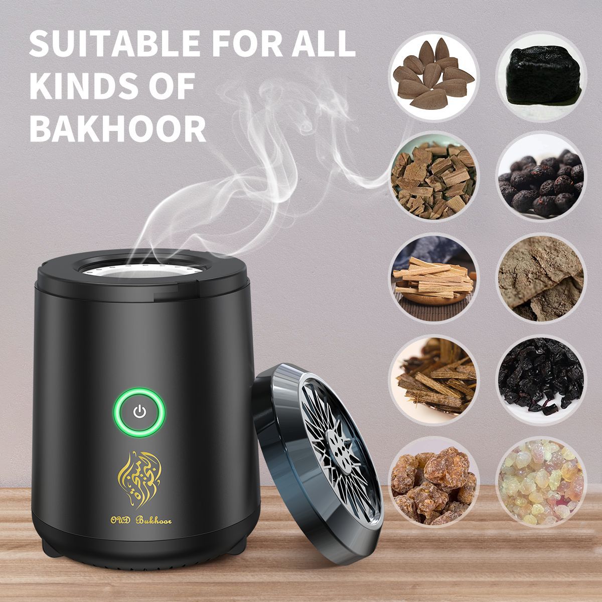 Portable Electric Oud Bukhoor Incense Burner with Speaker - USB Rechargeable Aroma Diffuser for Car and Home - Fits Australian Cup Holders - 98mm - Image 6