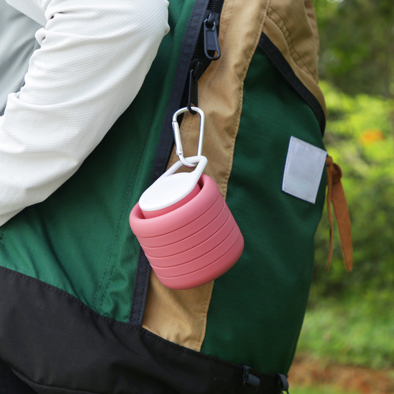 Black Collapsible Silicone Water Bottle Portable Travel Sports Cup with Carabiner Clip Foldable Design for Camping Hiking & Gym Teal - Image 3