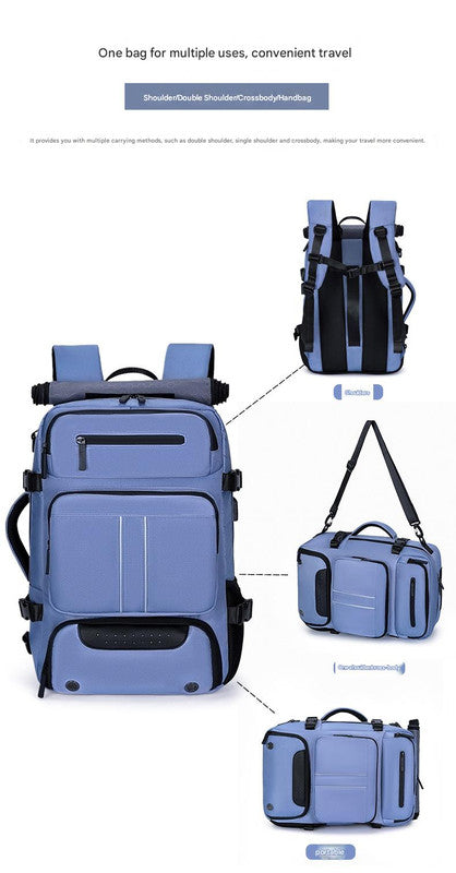 Large Capacity Convertible Travel Backpack - 16" Laptop Compartment, Shoe Pouch & USB Port(Grey) - Image 7
