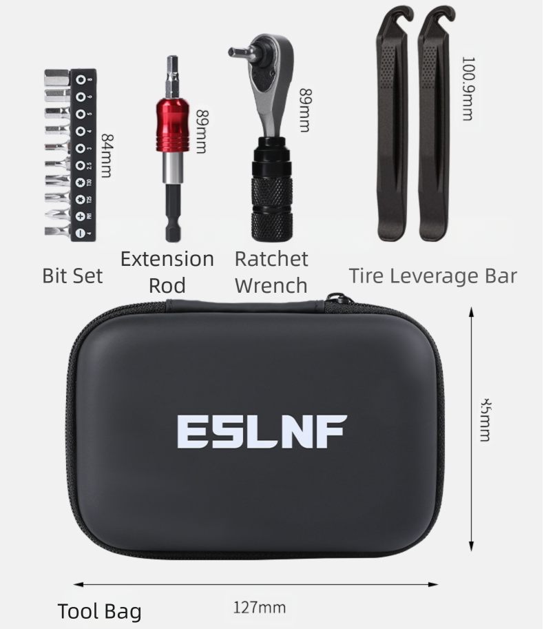 Compact Bicycle Ratchet Tool Kit With Tire Patch & Black Mini Pump - Image 4