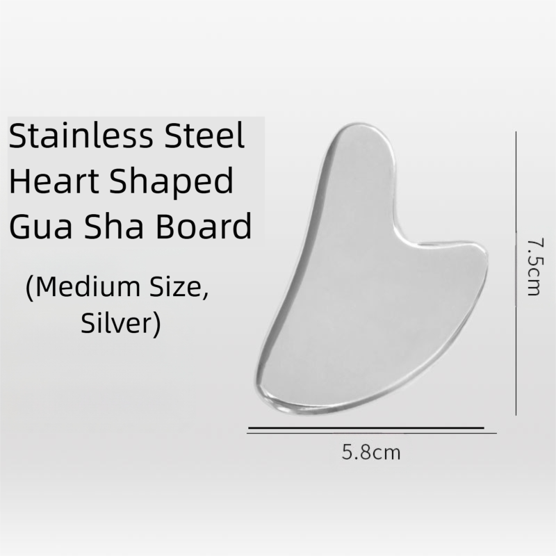 Stainless Steel Heart Gua Sha Facial Tools - Medium Size (7.5x5.8cm) for Face and Body, Massager for Reducing Puffiness - Image 2