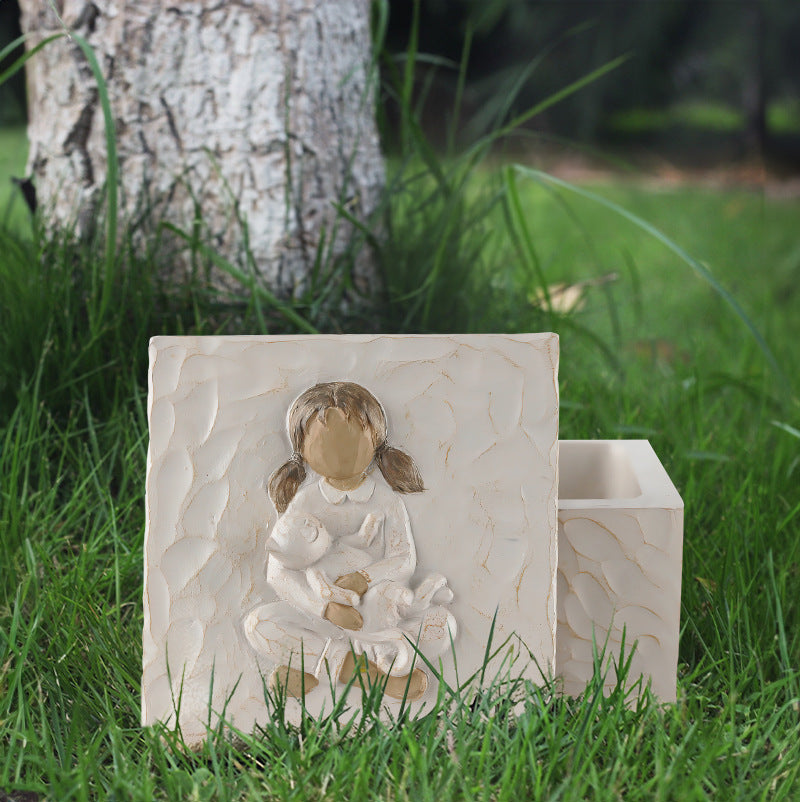 Resin Pet Urn Keepsake Box(8.5*8.5*5.3CM) – Child Hugging Cat Cremation Memorial - Image 4