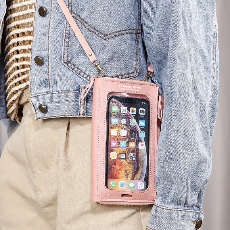 Two-Piece Blue Set Anti-Theft Touch Screen Mini Crossbody Phone Bag for Women (20x11.5x4.5cm) - Multi-functional PU Leather Wallet Pouch - Image 3
