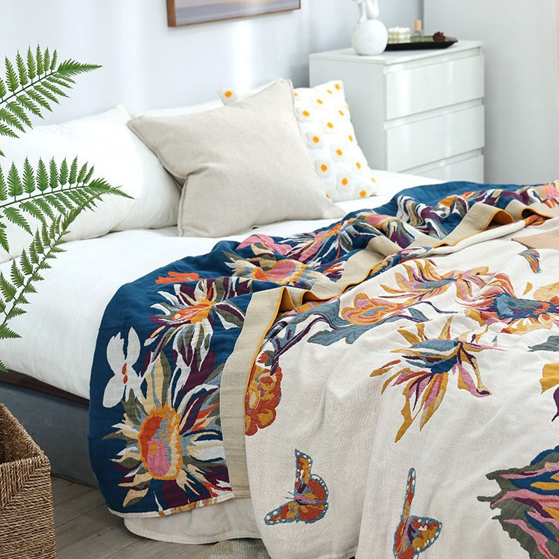 Pure Cotton Multi-Layer Gauze Blanket(Classic A, 240 cm x 240 cm) - Lightweight, Ultra-Breathable, and Moisture-Wicking Summer Quilt for Hot Sleepers - Image 4