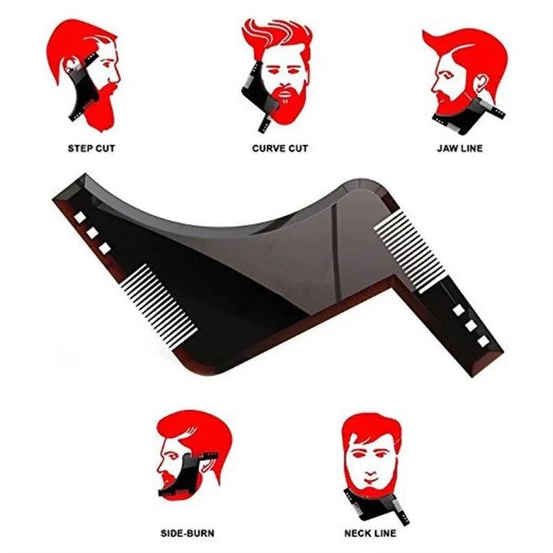 4-Pack Dual-Sided Beard Shaping Tool - Template Comb Set for Cheek, Neckline, and Jawline Grooming - Image 5