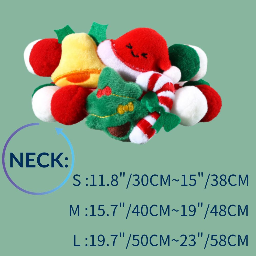 Christmas Pet Pom-Pom Adjustable Cotton Collar Set(2-Pack Size L) - Cat and Dog Holiday Costume, Cute Bell Hat and Tree Umbrella Designs - Image 4