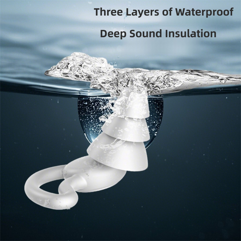 2-Pairs White Noise Reduction Silicone Ear Plugs for Swimming, Sleep, and Study - Waterproof Reusable Sound Blocking Earplugs - Image 3
