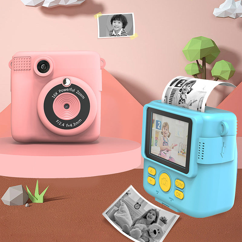Pink ABS-681 Portable Kids Mini Digital Polaroid with 32GB Card, 3 Rolls Printing Paper & 6 Color Pens - Instant Print Thermal Photo Printer for DIY Fun - Image 7