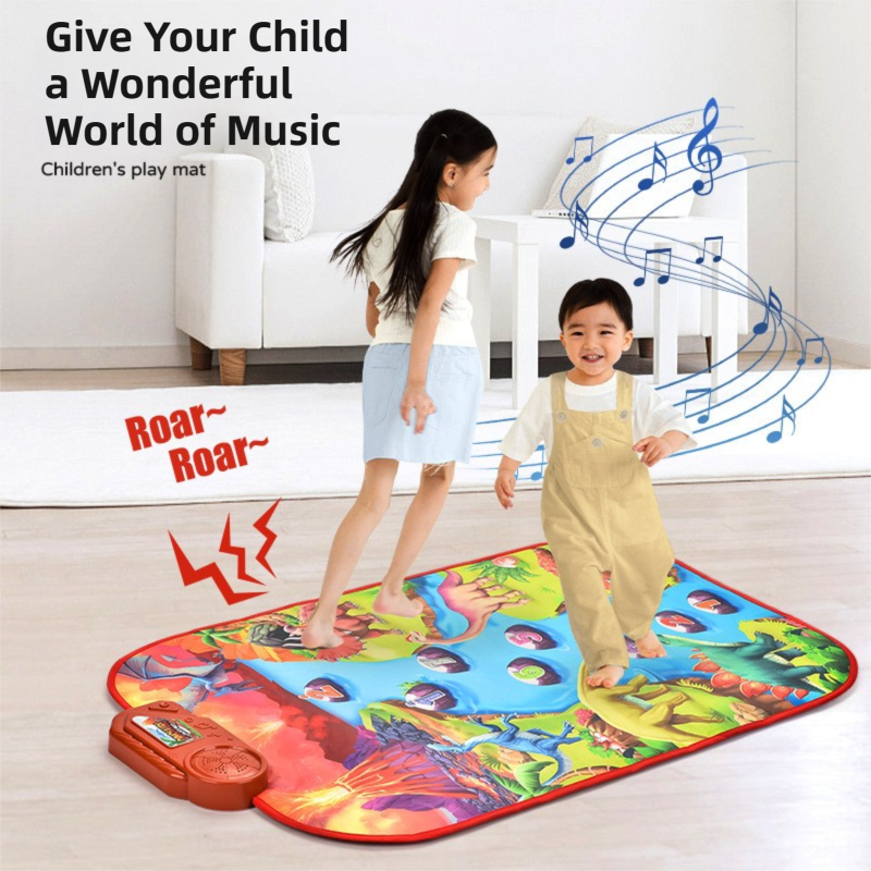 2-Pack Kids Multifunctional Electronic Dance Mat(52x86CM) - Dinosaur & Transport Theme Play Mat with Sound Recognition for Early Education and Physical Exercise - Image 6