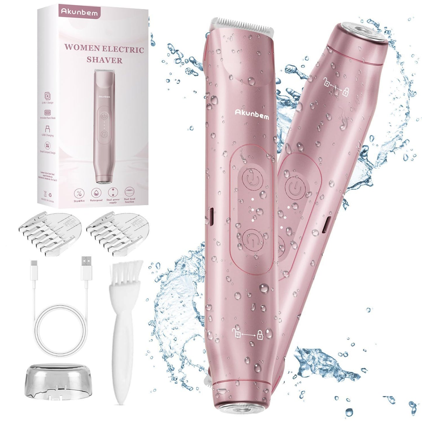 Pink Painless Electric Shaver for Women - USB Rechargeable Bikini Trimmer & Body Hair Remover, Wet & Dry Use - Image 4
