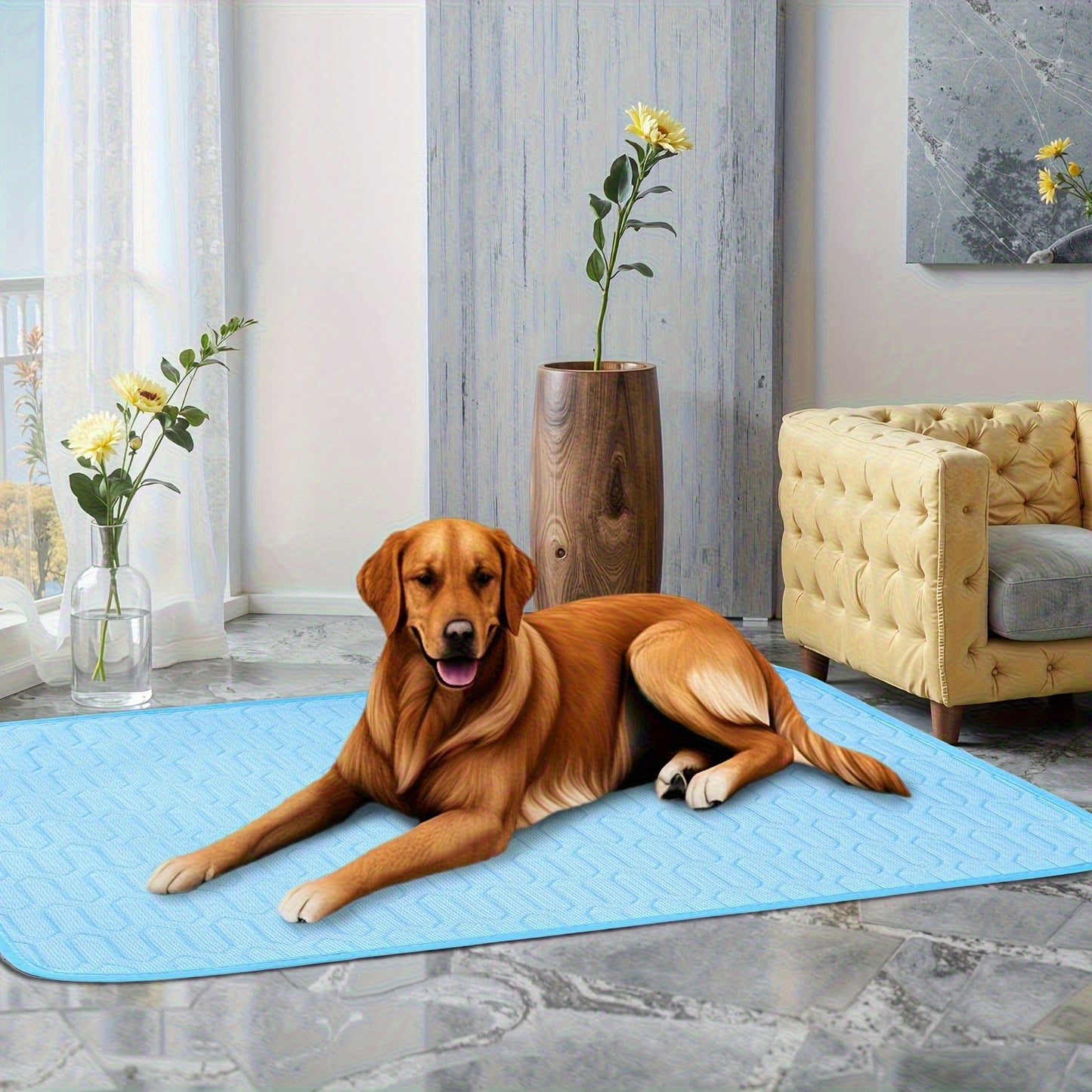 Blue Pet Summer Ice Silk Cooling Mat - Breathable Latex Sleep Pad for Dogs & Cats (50*40cm) - Image 5