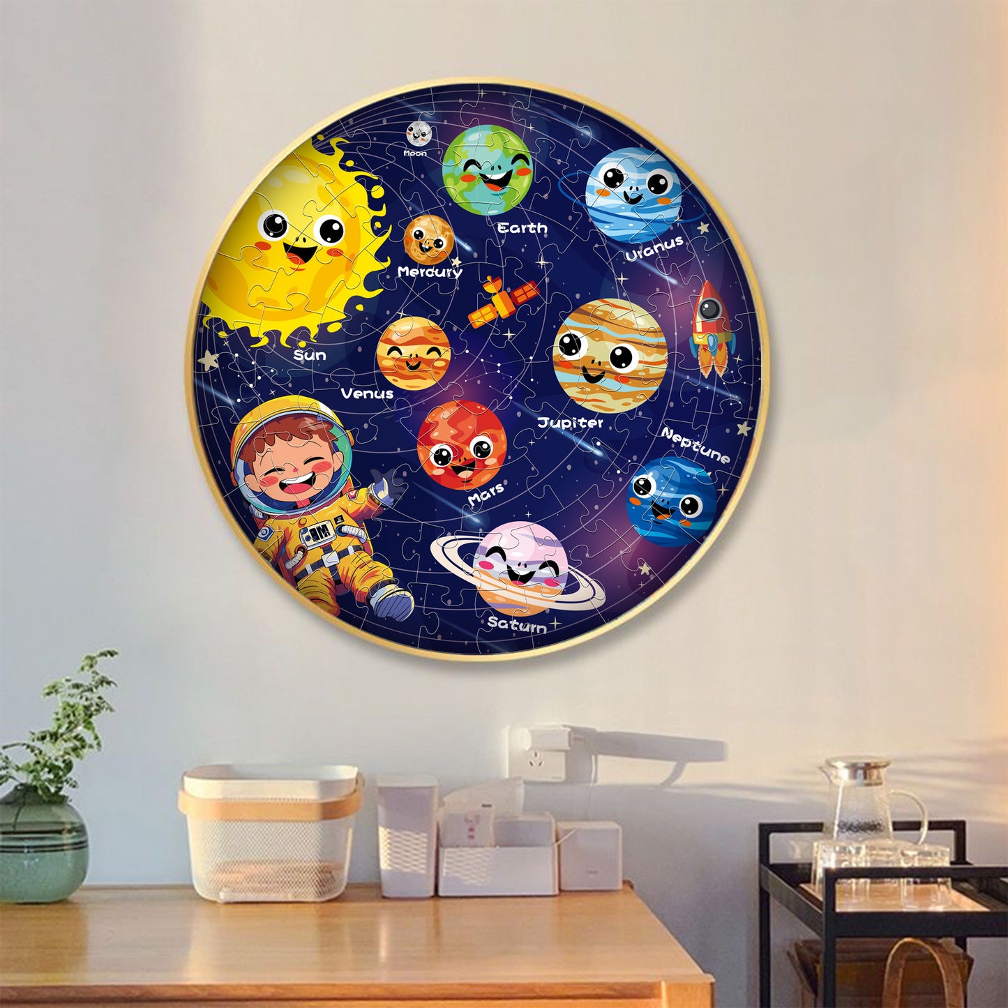 Space luminous jigsaw puzzle Round Cardboard 70-Piece Jigsaw Puzzle - Educational Kids Puzzle Toy, Fun & Engaging - Image 4