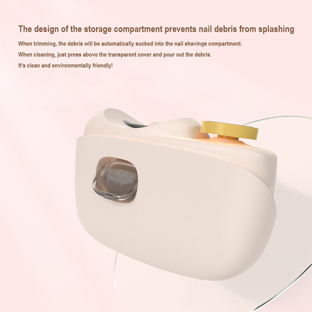 White Electric Nail Clipper and Grinder 2-in-1 Automatic Nail Trimmer with LED Light Rechargeable Manicure Tool for Babies Adults and Seniors - Image 6