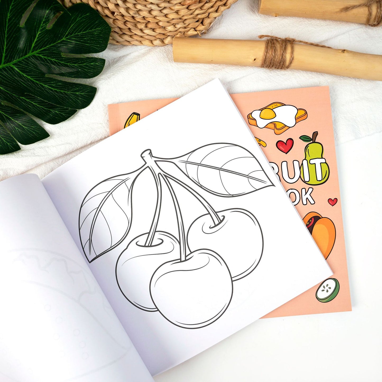 Food & Fruit Coloring Book 40 Pages Bold Lines Easy for Kids Ages 4+ Cartoon Design for Creative Play - Image 4