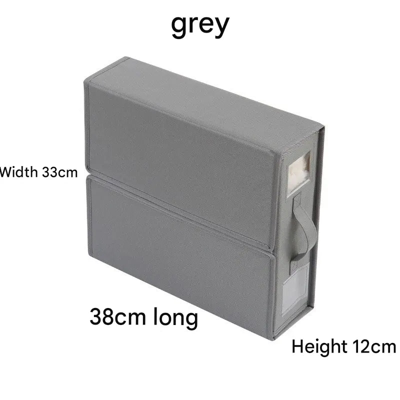 Grey Foldable Oxford Fabric Storage Box with Clear Window – Large Capacity Organizer for Bedding, Clothes & More | Collapsible Design with Handle and Labeling Space - Image 5