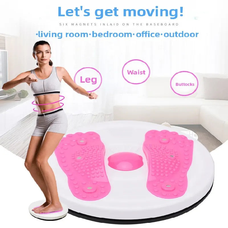 Green Magnetic Waist Twisting Disc with Resistance Bands Portable Fitness Board for Home Office Core Training 27.5cm Large Diameter - Image 2