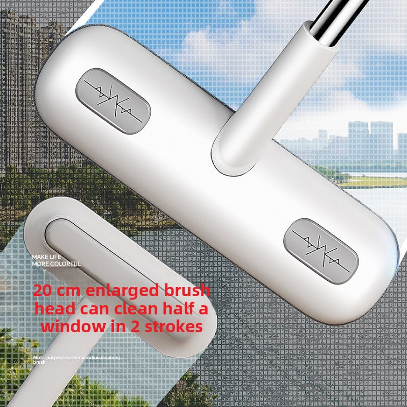 2-in-1 Window Fly Screen Cleaner Brush with Extendable 82cm Stainless Steel Handle Multifunctional Mesh Cleaning Tool for Wet and Dry Use on Glass and Carpets - Image 4