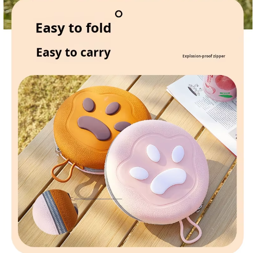 Portable Silicone Double Pet Bowl - Collapsible Travel Dog Feeder for Food & Water - 2 x 450ml Capacity with Zipper Case - Brown - Image 9