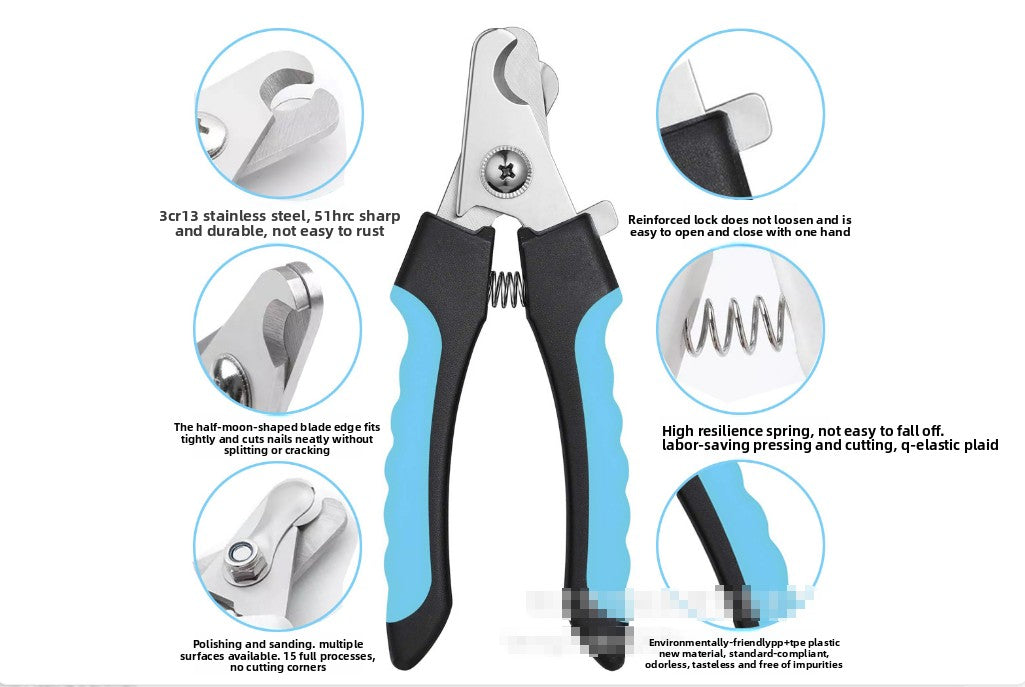 Pet Nail Clippers & File Set for Small Dogs Cats Stainless Steel Claw Trimmer with Safety Guard Non-Slip Handle Grooming Tool Black & Purple - Image 6