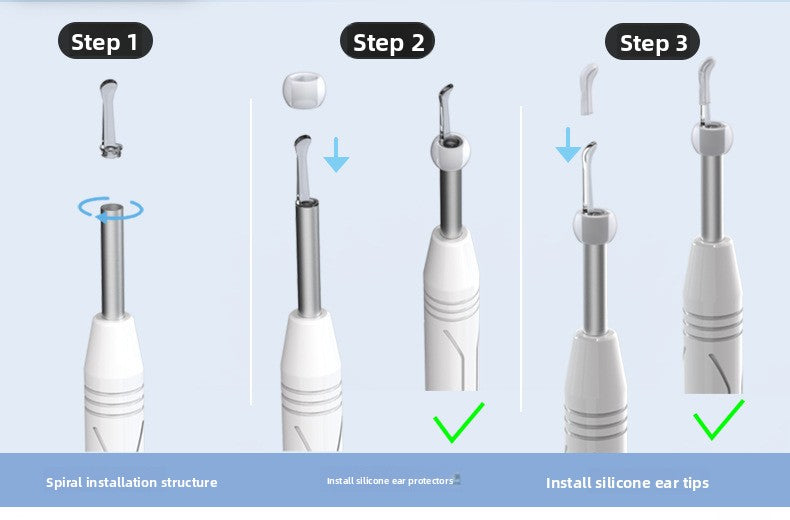 Smart Visual Ear Wax Removal Tool with HD Camera WiFi Wireless Otoscope Ear Cleaner 3.5mm Ultra Slim Lens for iPhone Android Black - Image 9