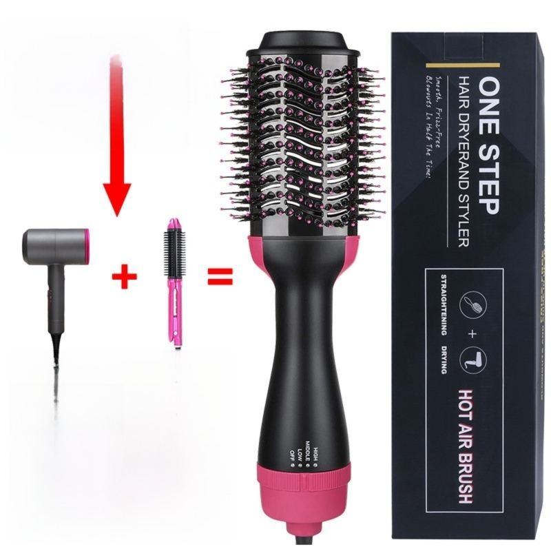 2-in-1 Black-Purple Negative Ion Hot Air Styler Brush - 7-Level Temp & 3-Gear Speed, Fast Drying Blow Dryer & Volumizing Straight/Curling Comb - Image 7