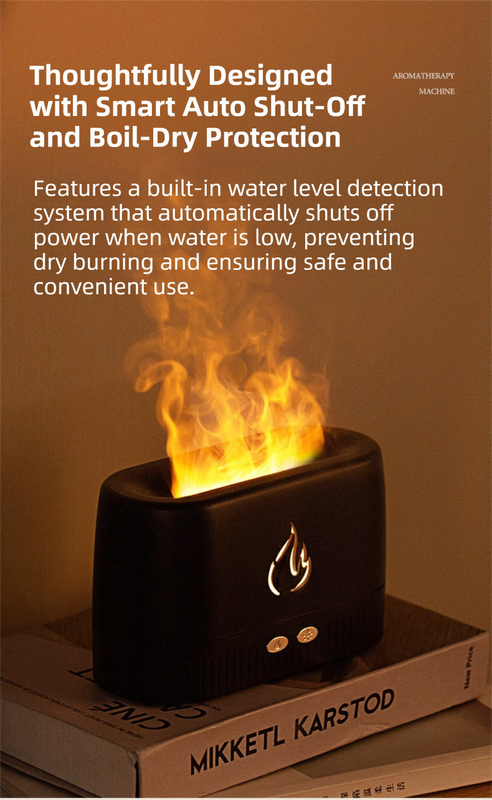White 3D Simulation Flame Aroma Diffuser & Humidifier - Ultrasonic Desktop Mister with 7-Color LED Light and Automatic Scent Spray (200ML) - Image 9