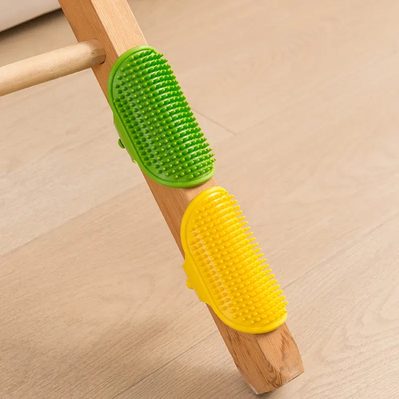 3-Pack Green Multi-Functional Adjustable Silicone TPR Pet Grooming Massage Brush - for De-Shedding, and Furniture Scratching - Image 6