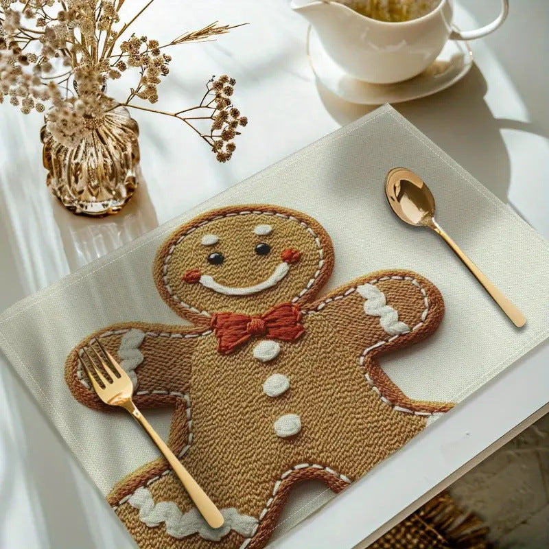 4-Pack Festive Printed Insulated Placemat for Australian Summer Holidays - Gingerbread for Boxing Day and New Year Celebrations - Image 2