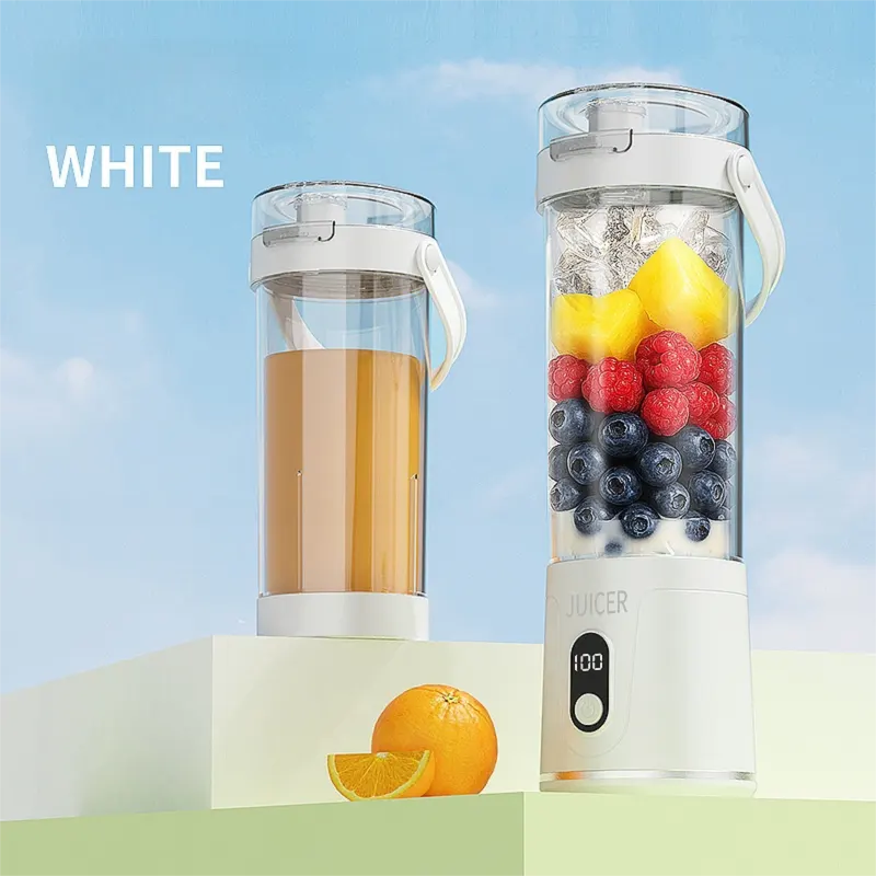 White Portable 600ml Wireless Juicer Blender with 12-Leaf Blades - 20,000 RPM High-Speed Smoothie Maker & Self-Cleaning Personal Blender for Travel and Home
