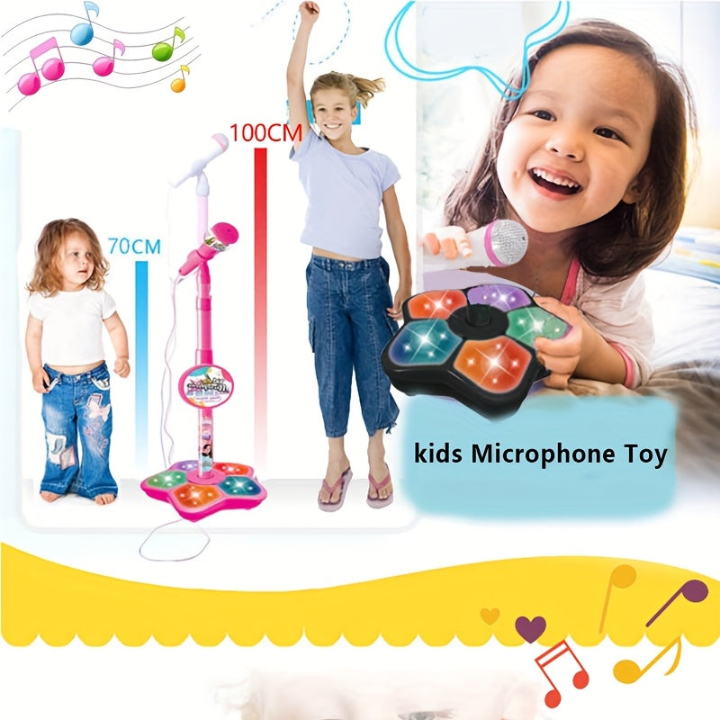 Kids Black Karaoke Microphone & Adjustable Stand Toy - Portable Singing Machine Educational Musical Toy, Connects to Smartphones for MP3 Music Playback - Image 3