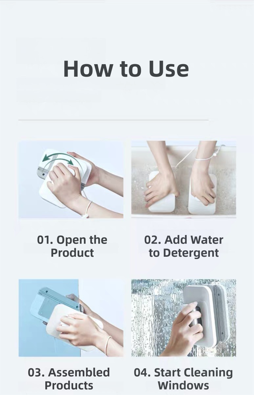 One Pair Magnetic Double-Sided Window Cleaner for 3-10mm Glass - Professional Glass Scrubber with 8X Strong Suction Power & Safety Rope - Image 5